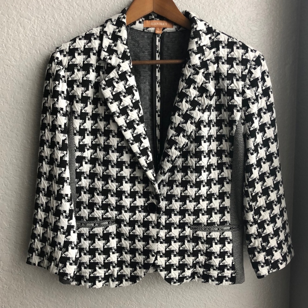 Ellen Tracy | Black and White Houndstooth Blazer